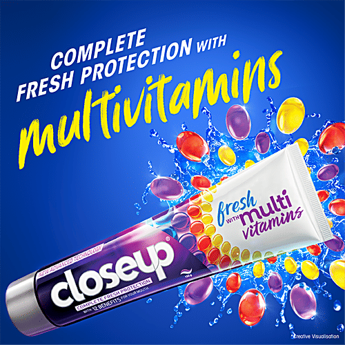 Closeup Complete Fresh Protection Gel Toothpaste - With Multi Vitamin Formula, Gives 12 Oral Care Benefits, 80 g  