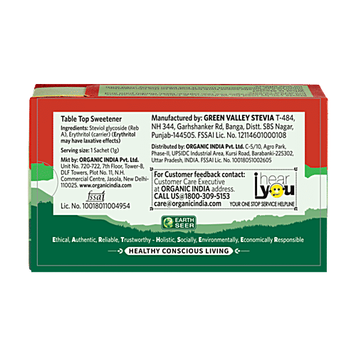 Organic India Stevia Natural Sweetener, 25 g (25 Sachets x 1 g each) 