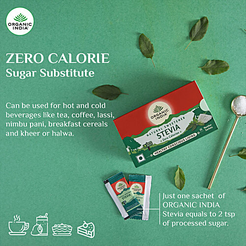 Organic India Stevia Natural Sweetener, 25 g (25 Sachets x 1 g each) 