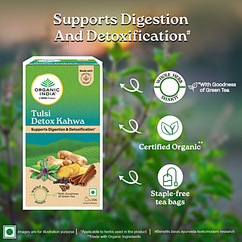Organic India Tulsi Detox Kahwa Tea, 62.5 g (25 Bags x 2.5 g Each) 