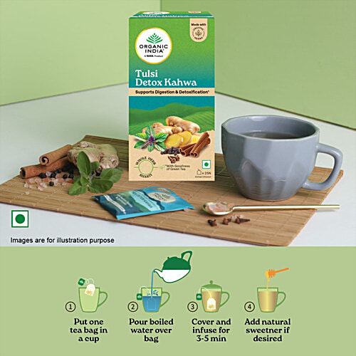 Organic India Tulsi Detox Kahwa Tea, 62.5 g (25 Bags x 2.5 g Each) 