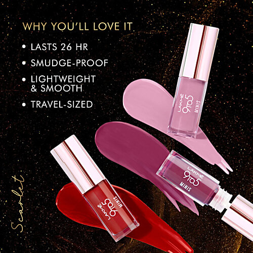 Lakme 9 To 5 Little Matte Thing Mini Liquid Lipsticks - Scarlet, 8 ml (Pack of 4) 