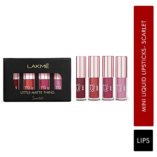 Lakme 9 To 5 Little Matte Thing Mini Liquid Lipsticks - Scarlet, 8 ml (Pack of 4) 