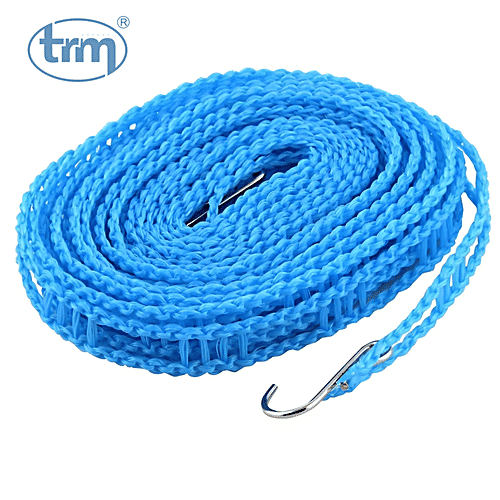 Trm Anti-Slip Clothes Washing Line Nylon Rope - For Drying, With Hooks 5 m, 1 pc