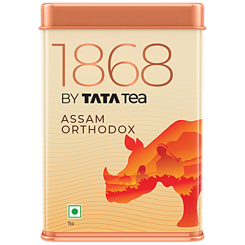 1868 by Tata Tea Assam Orthodox, Assam Black Tea, Premium Tea With Malty Taste & Rich Colour, 100 g Tin 