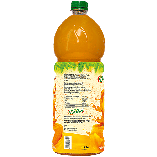 DAILEE Mango Drink With Fruit Pulp, Enrich Alphonso, 1.5 L  Fruit Beverage
