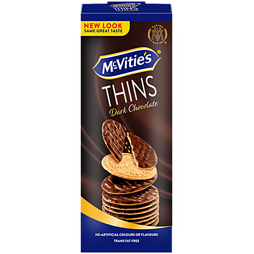 McVitie's Thins Dark Chocolate Coated Biscuits, 150 g  No Artificial Colours Or Flavours