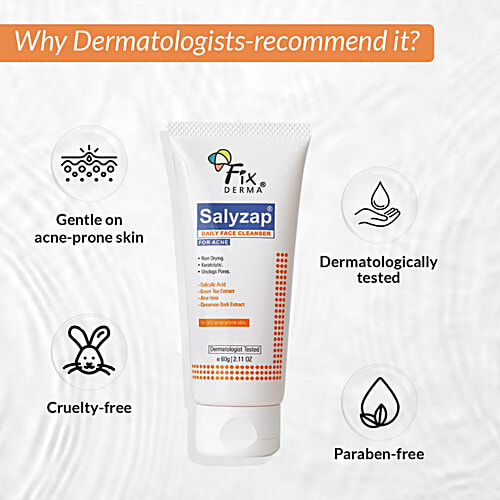 Fixderma Salyzap Daily Face Cleanser - For Oily & Acne Prone Skin, 60 g