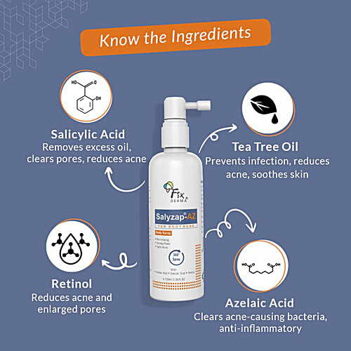 Fixderma Salyzap-AZ Body Spray - For Body Acne, 100 ml  
