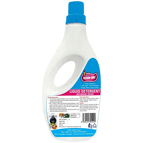 Clean Day  Advanced Liquid Detergent - For Both Hand & Machine Wash, 1 L  