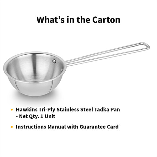 Hawkins Triply Stainless Steel Tadka Pan - Silver, STP15, 360 ml  