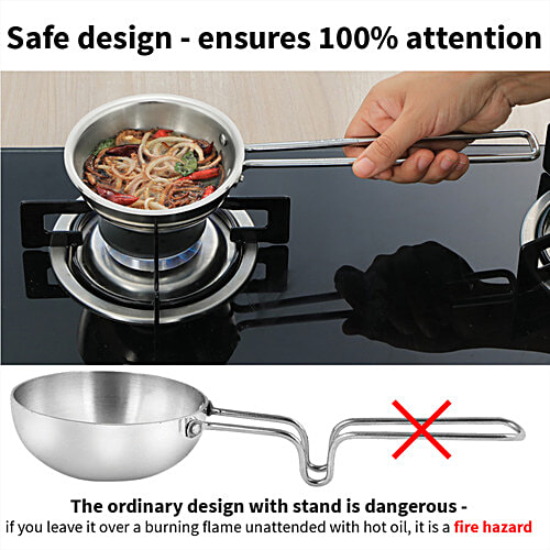 Hawkins Triply Stainless Steel Tadka Pan - Silver, STP15, 360 ml  