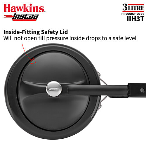 Hawkins Instaa Hard Anodised Pressure Cooker - Inner Lid, Tall Body, Black, IIH3T, 3 L  Induction Friendly