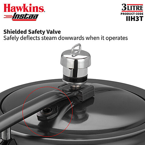 Hawkins Instaa Hard Anodised Pressure Cooker - Inner Lid, Tall Body, Black, IIH3T, 3 L  Induction Friendly