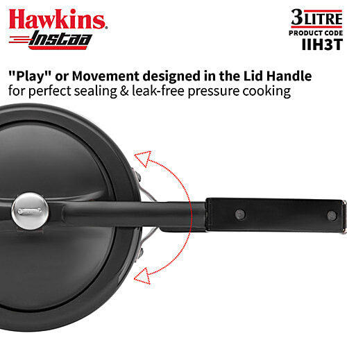 Hawkins Instaa Hard Anodised Pressure Cooker - Inner Lid, Tall Body, Black, IIH3T, 3 L  Induction Friendly