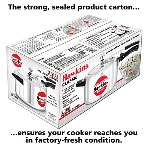 Hawkins Classic Pressure Cooker - Inner Lid, Silver, ICL50, 5 L  Gas + Induction