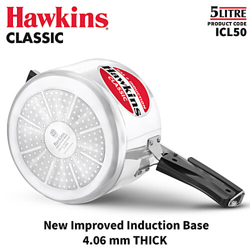 Hawkins Classic Pressure Cooker - Inner Lid, Silver, ICL50, 5 L  Gas + Induction