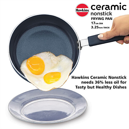 Hawkins Ceramic Nonstick Frying Pan - With Glass Lid, 17 cm, Grey, ICF17G, 1 L  Induction Fry Pan
