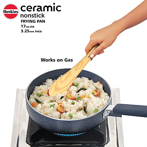 Hawkins Ceramic Nonstick Frying Pan - With Glass Lid, 17 cm, Grey, ICF17G, 1 L  Induction Fry Pan