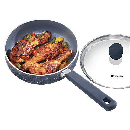 Hawkins Ceramic Nonstick Frying Pan - With Glass Lid, 17 cm, Grey, ICF17G, 1 L  Induction Fry Pan