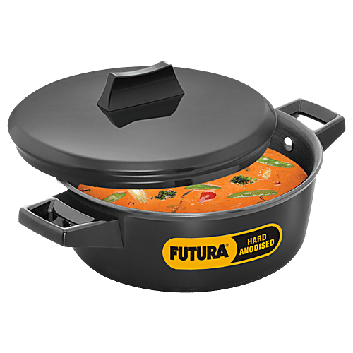 Hawkins Futura Hard Anodised Cook N Serve Bowl - With Lid, Black, IACB20, 2 L