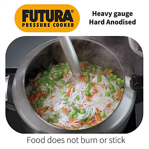 Hawkins Futura Hard Anodised Pressure Cooker - With Inner Lid, Small, Black, FP20, 2 L  