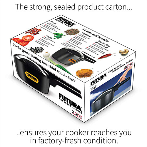 Hawkins Futura Hard Anodised Pressure Cooker - With Inner Lid, Small, Black, FP20, 2 L  