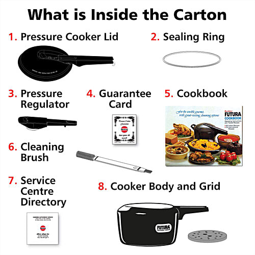 Hawkins Futura Hard Anodised Pressure Cooker - With Inner Lid, Small, Black, FP20, 2 L  