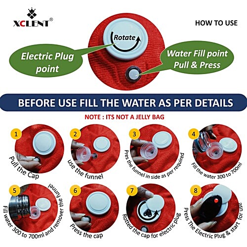 Xclent Electric Heating Hot Water Bag - With Pouch, 1 pc  