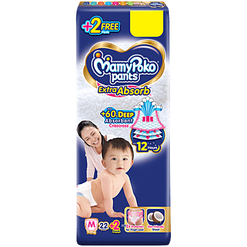 Mamy Poko Pants Extra Absorb Diaper Pants - M, 7 To 12 kg, 24 pcs  