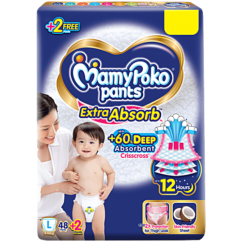 Mamy Poko Pants Extra Absorb Diaper Pants - L, 9 To 14 kg, 50 pcs  