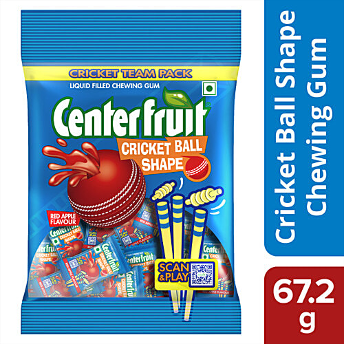 Buy Center Fruit Liquid Filled Cricket Ball Shape Chewing Gum Red