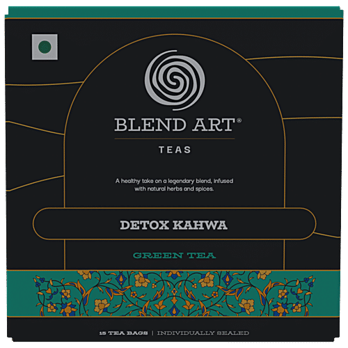 Blend Art Teas Detox Kahwa Green Tea, 30 g (15 Pyramid Bags x 2 g each) With Ginger, Salt and Other Spices