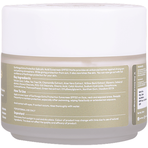 Earthraga Extra Protection Salicylic Acid Matte Sunscreen - SPF 50, 100 ml  