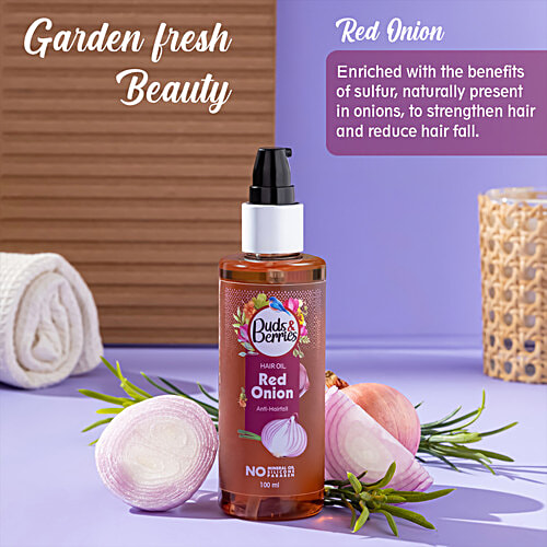 Buds & Berries Red Onion Hair Oil, 100 ml  Anti Hair Fall