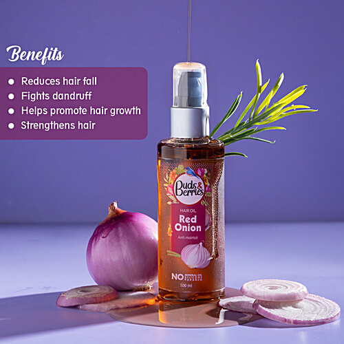 Buds & Berries Red Onion Hair Oil, 100 ml  Anti Hair Fall