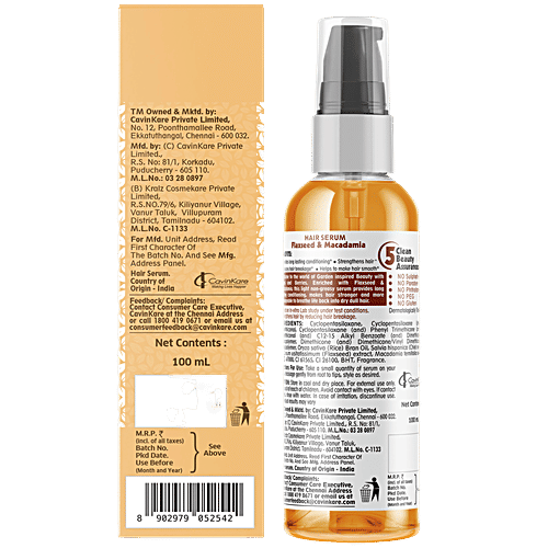 Buds & Berries Hair Serum - Flaxseed & Macadamia, 100 ml  For Long Lasting Conditioning