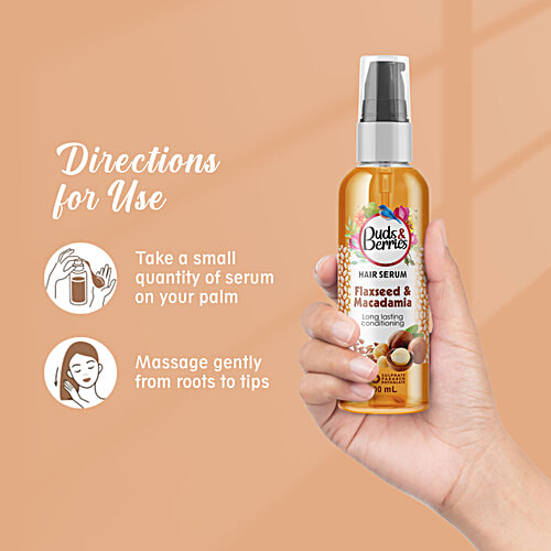Buds & Berries Hair Serum - Flaxseed & Macadamia, 100 ml  For Long Lasting Conditioning