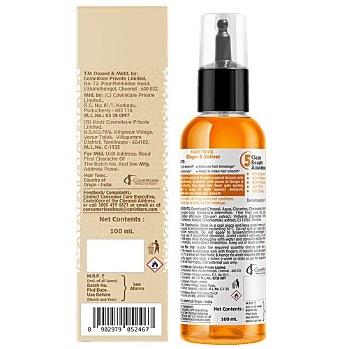 Buds & Berries Hair Tonic - Ginger & Vetiver, 100 ml  Helps Fight Dandruff