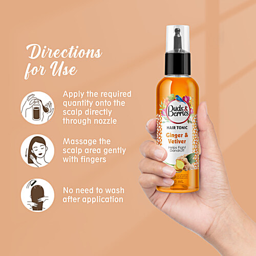 Buds & Berries Hair Tonic - Ginger & Vetiver, 100 ml  Helps Fight Dandruff