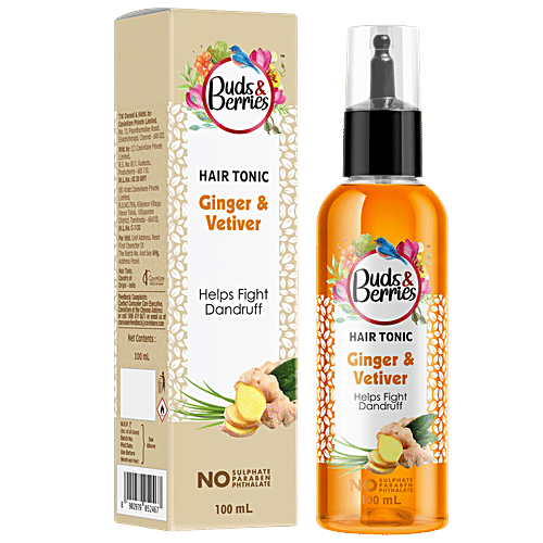 Buds & Berries Hair Tonic - Ginger & Vetiver, 100 ml  Helps Fight Dandruff
