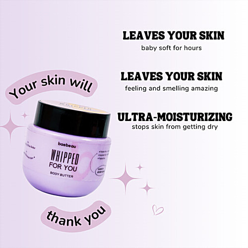 Baebeau Whipped For You Body Butter, 200 g With Apricot Oil and Shea Butter, Suits All Skin Types, 100% Vegan, Cruelty Free, Sulphate & Phthalate Free