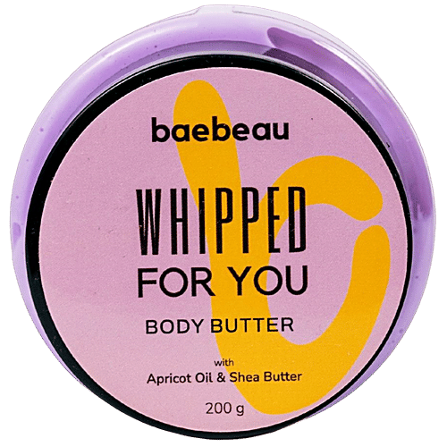 Baebeau Whipped For You Body Butter, 200 g With Apricot Oil and Shea Butter, Suits All Skin Types, 100% Vegan, Cruelty Free, Sulphate & Phthalate Free