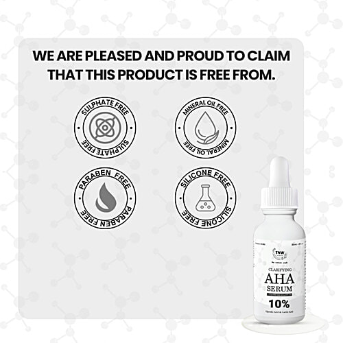 TNW-The Natural Wash Clarifying AHA Serum - 10% Glycolic Acid & Lactic Acid, 30 ml  For Glowing & Exfoliating Skin