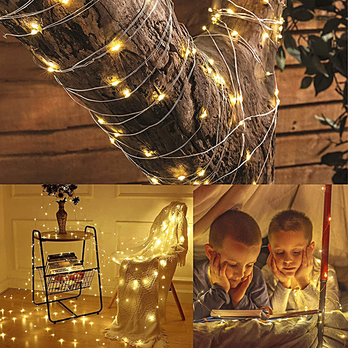 Desidiya 8 Modes Curtain Strip Lights Feature 300 Warm White LEDs In 10 Fairy Light Strands, Each 3 Metres Long, 1 pc  