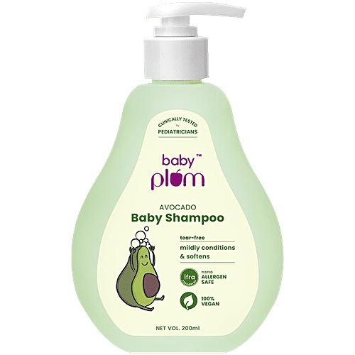 Baby Plum Avocado Baby Shampoo - Tear Free, 200 ml  Mildly Conditions and Softens, pH Balanced, Tested Allergen Safe, 100% Vegan