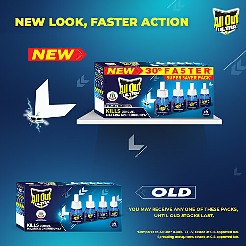 All Out Ultra Liquid Vaporiser Repellent, 45 ml (Pack of 4) India's Trusted Mosquito Killer Brand
 Ultra killer action against Mosquitoes