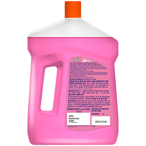 Mr. Muscle Sparkling Clean Floral Fragrance Floor Cleaner, 2 L Disinfects and Restores Shiny Floors, Kills 99.9% Germs.