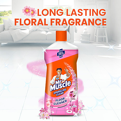 Mr. Muscle Sparkling Clean Floral Fragrance Floor Cleaner, 2 L Disinfects and Restores Shiny Floors, Kills 99.9% Germs.