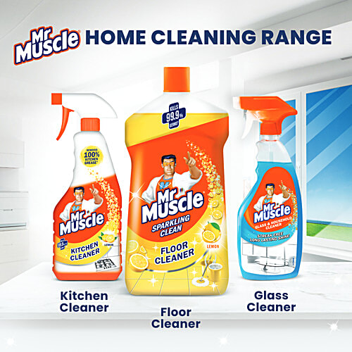 Mr. Muscle Sparkling Clean Floral Fragrance Floor Cleaner, 2 L Disinfects and Restores Shiny Floors, Kills 99.9% Germs.